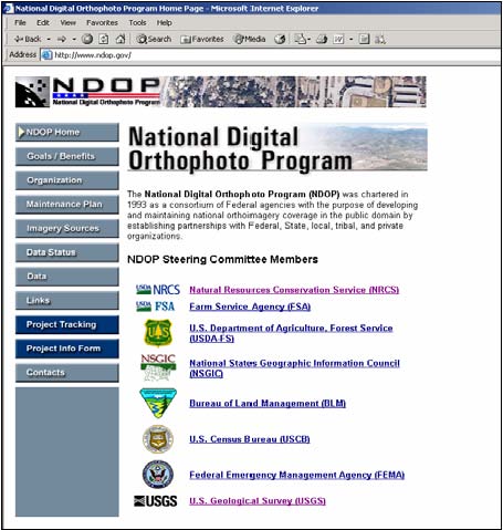 Screenshot of the National Digital Orthophoto Program Website