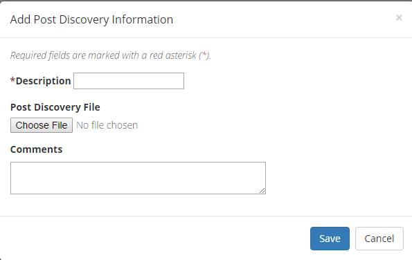 Add Post Discovery Meeting Information Modal Popup
