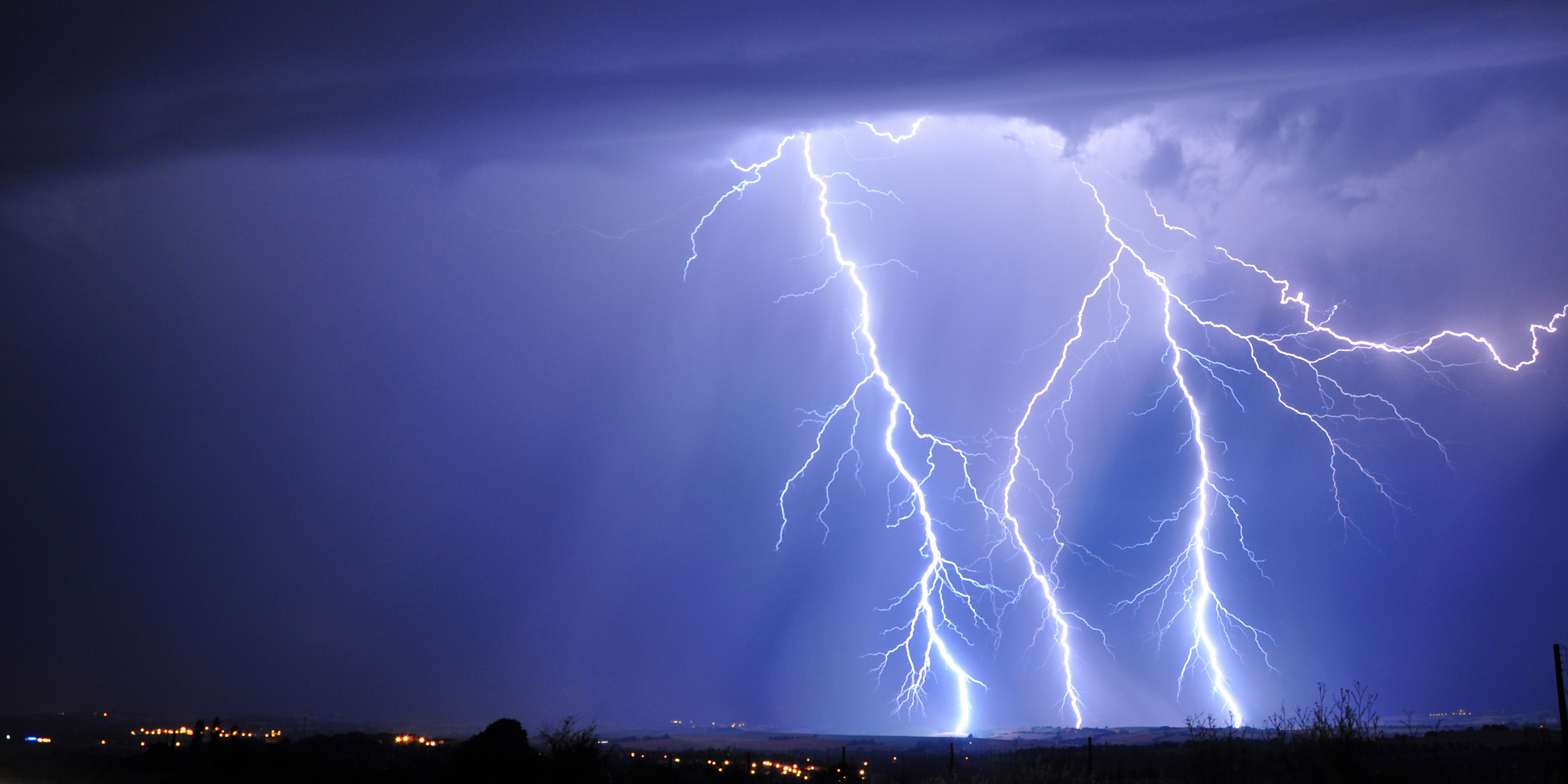 Lightning across the sky